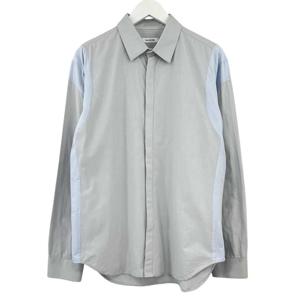 Tim Coppens Gray & Blue Button Up Cotton Shirt sz XL
